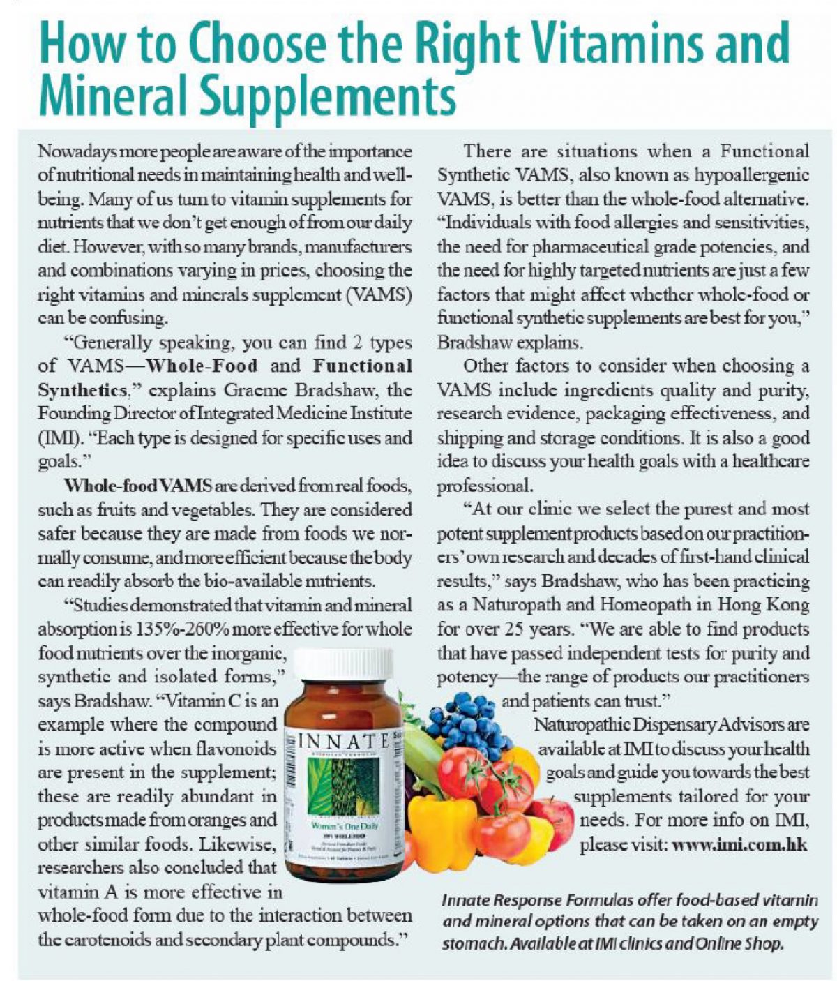 How To Choose The Right Vitamins & Mineral Supplements | IMI ...